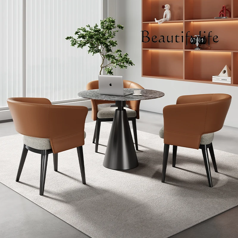 

X Negotiate Table And Chair Combination Supercrystalline Stone Simple Reception Room Leisure Table