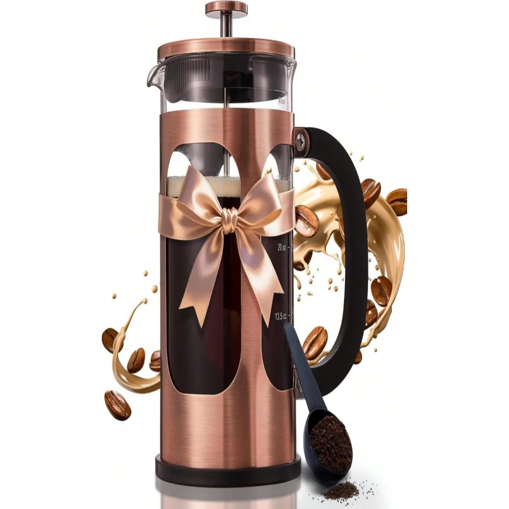 

BAYKA French Press Coffee Maker 34 Ounce 1 Liter, Borosilicate Glass Stainless Steel Brewer, Large Portable Cold Brew Cafetera T