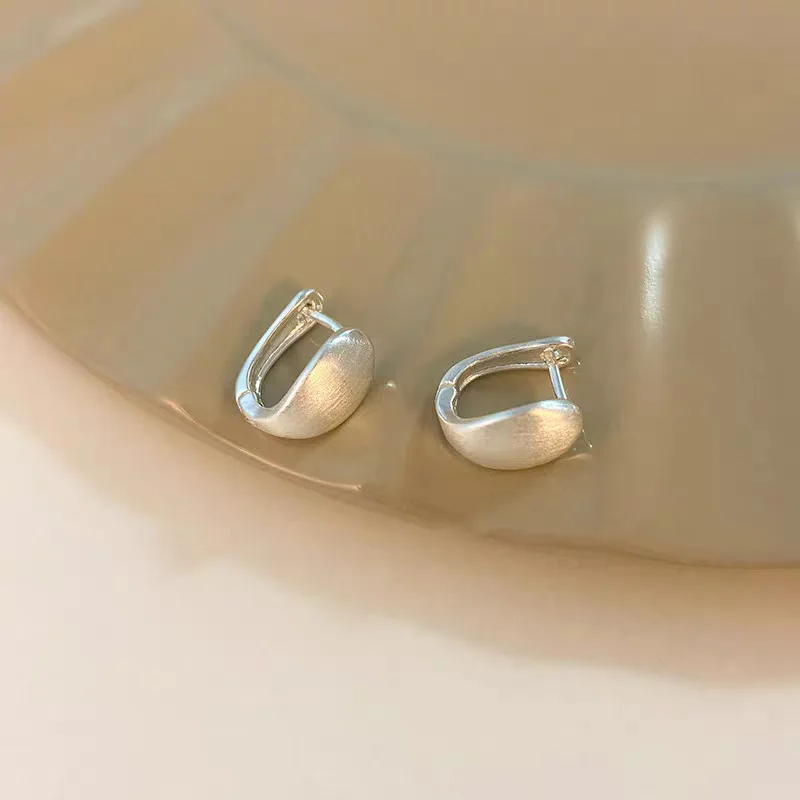 Vintage 925 Sterling Silver Matte Brushed Earrings Studs For Woman Luxury Aesthetic Wedding Jewellery New Wholesale Argent 925