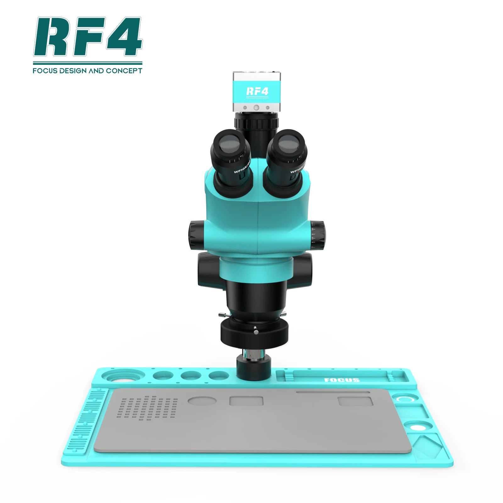 RF4 HDMI 6.5X-65X three eye microscope 2K camera aluminum alloy large base LCD circuit welding continuous zoom RF6565TVD2-2KC2