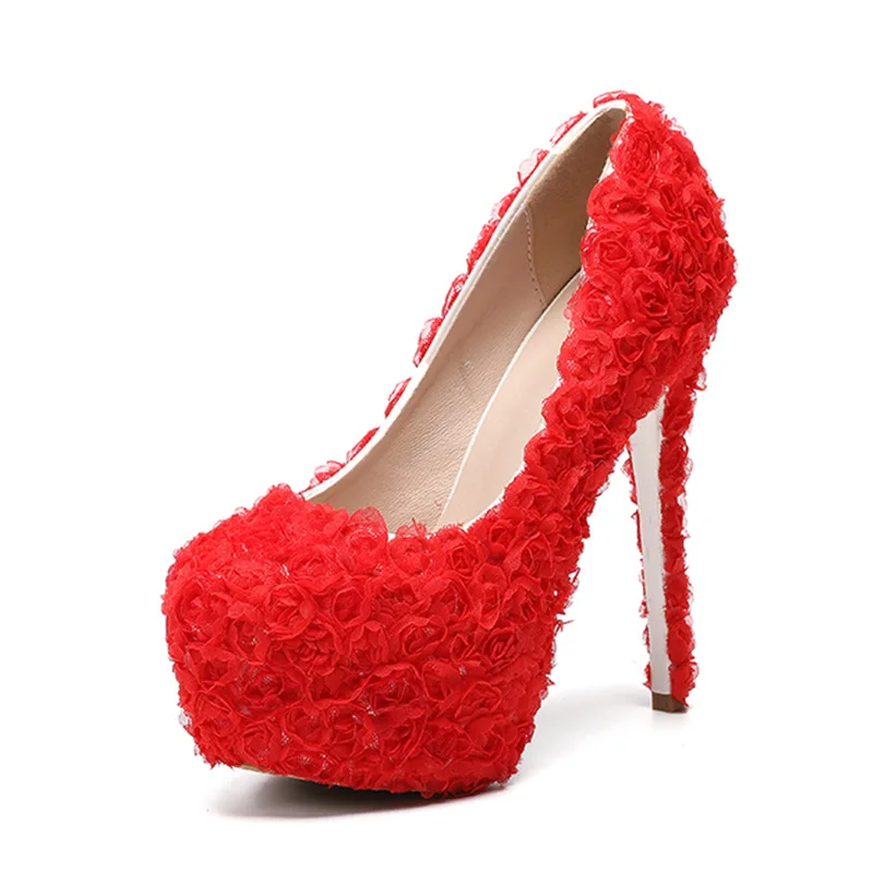 

Bloomsteps spot 2024 new wedding shoes lace flower women's high heels stiletto large size water table shoes women's shoes
