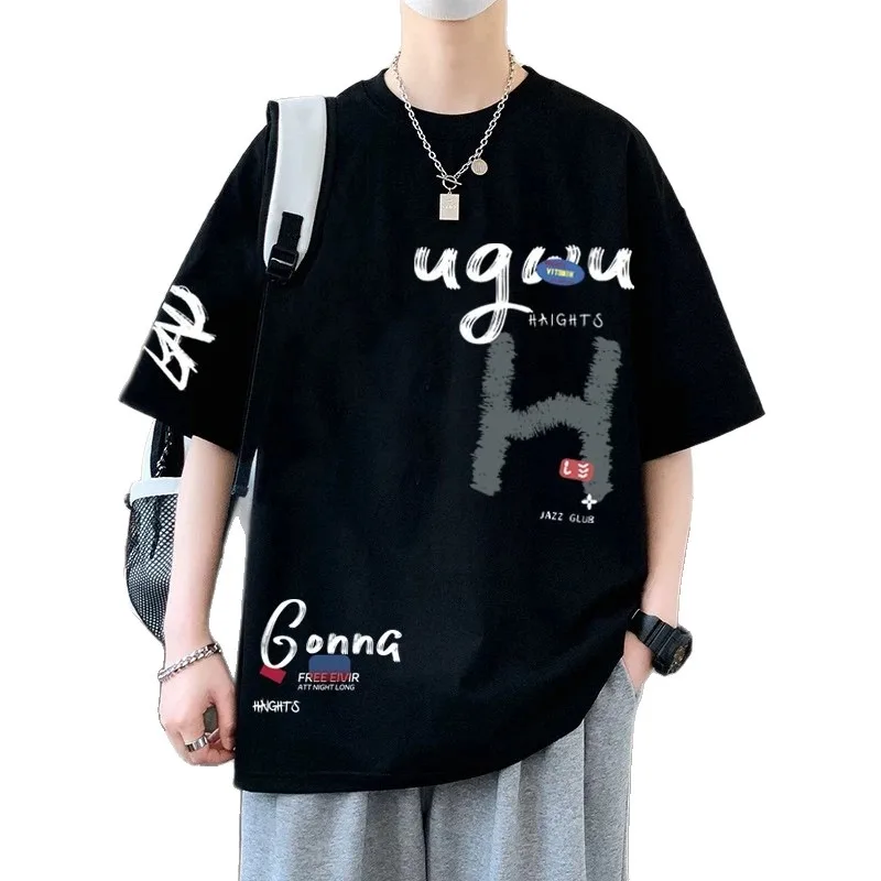 Nueva Marca Estadounidense de Ropa Urbana, Camiseta Holgada de Algodón para Estudiantes, Adolescentes y Chicos, Moderna y Transpirable