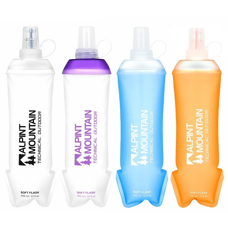500ml Foldable Leak-Proof Soft Collapsible Water Bottle for Hydration Pack  BPA Free TPU, Lightweight Soft Flask For Running