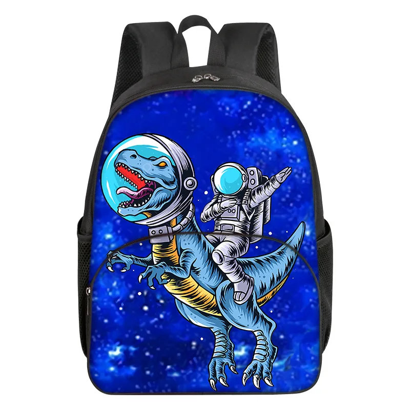 Astronaut Astronaut Student DIY Creative Printed Circular Pocket Double layer Backpack Student Backpack