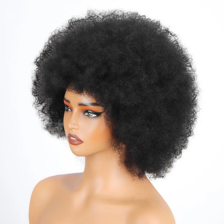 

Afro Curly Pixie Cut Wig Short Bob Wig For Black Women Natural Looking Human Hair Wig Afro Curly Full Machine Made Wig