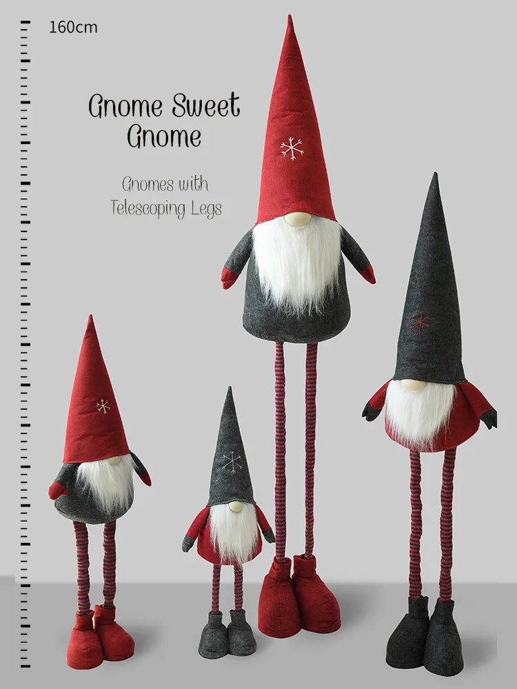 Large telescopic elf christmas claus dolls, dolls, ornaments, window scene decorations