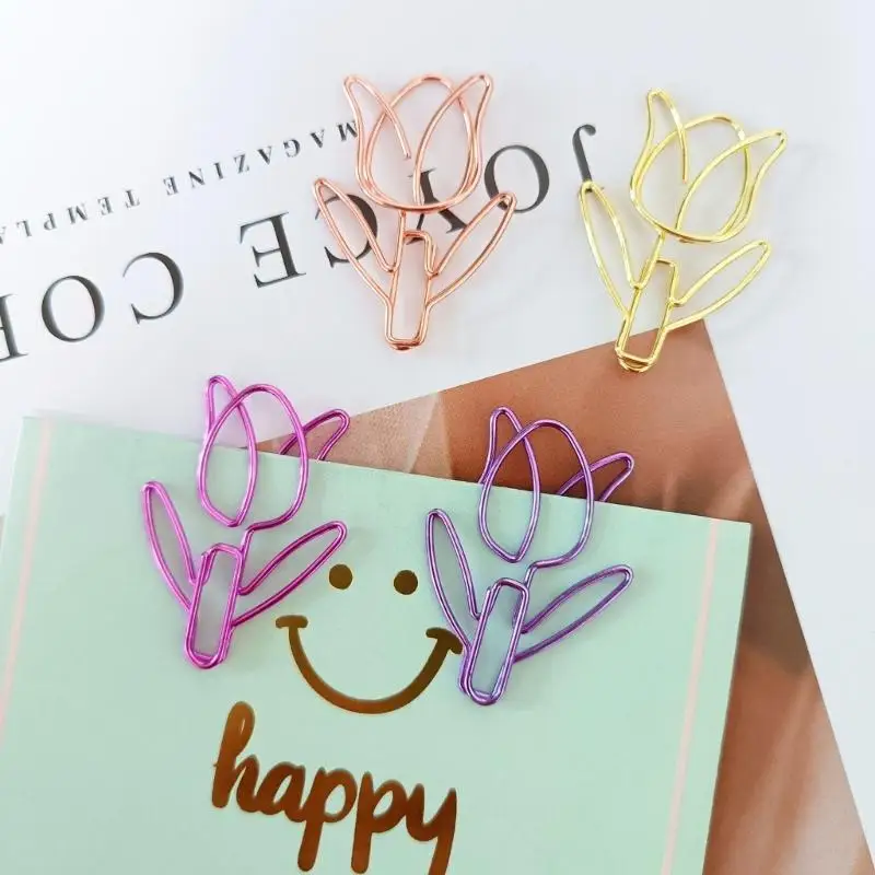 20 PCS Metal Plannner Clips Tulips Mongmarks Clips Office Paper Clips School School School Schools