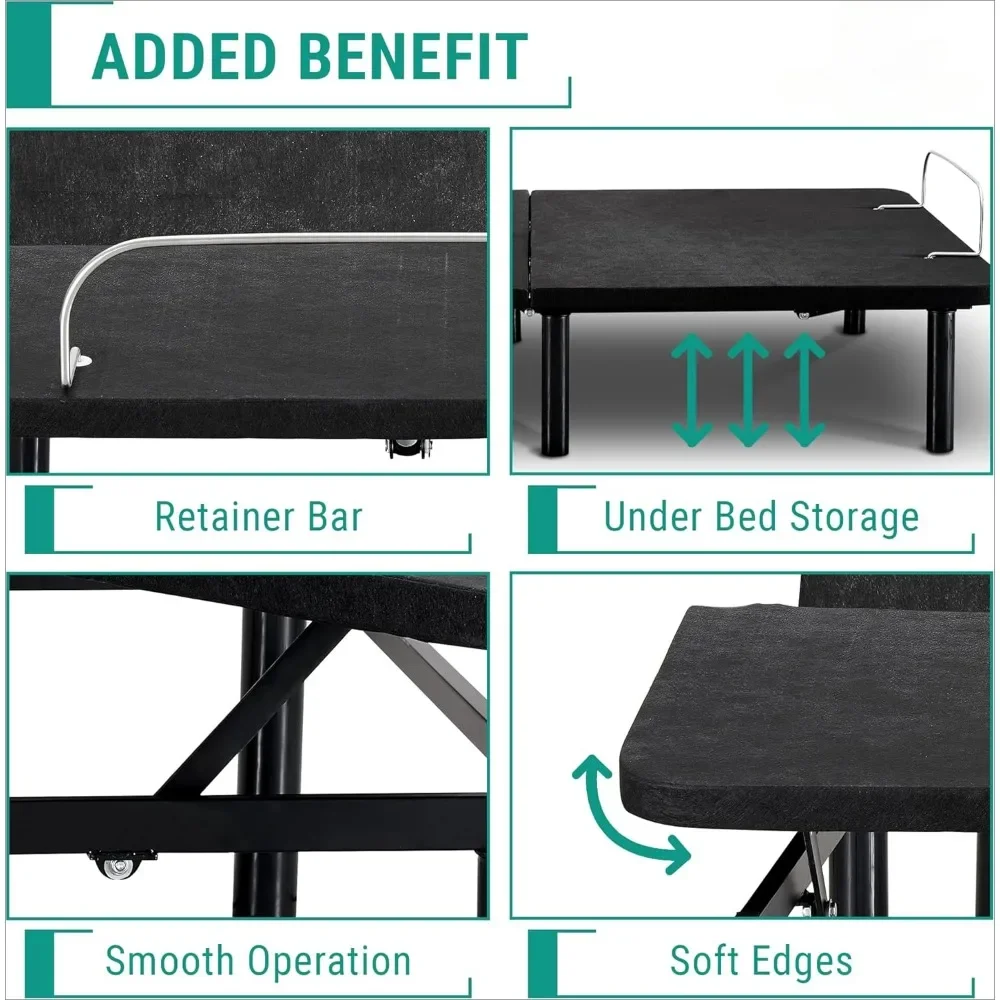 Регулируемый каркас кровати Split King, наклон головы и ноги, 7 регулируемых положения, беспроводной пульт дистанционного управления, компактный, электрический каркас кровати
