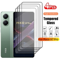 4Pcs For Poco X7 Pro Glass Poco X7 Pro Tempered Glass 9H HD Protective Full Cover Glue For Screen Protector Xiaomi Poco X7 Pro