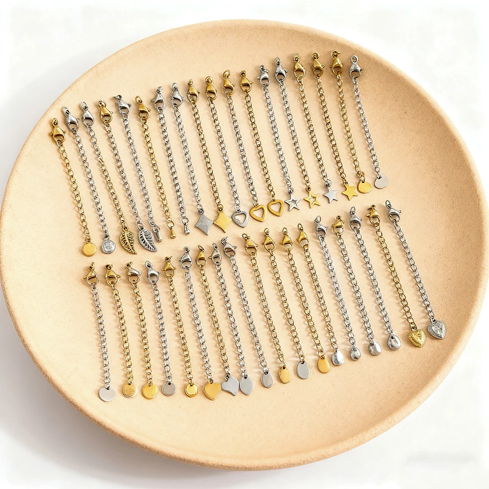 تصميم ودي 100 قطعة سلسلة تمديد من الفولاذ المقاوم للصدأ/صناعة يدوية/إكسسوارات مجوهرات/موصلات/خطافات ومشابك ذاتية الصنع # 195337