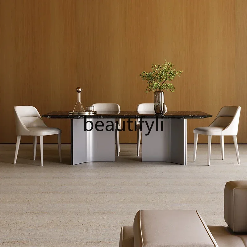 

YH92024 new light luxury modern natural marble rectangular dining table