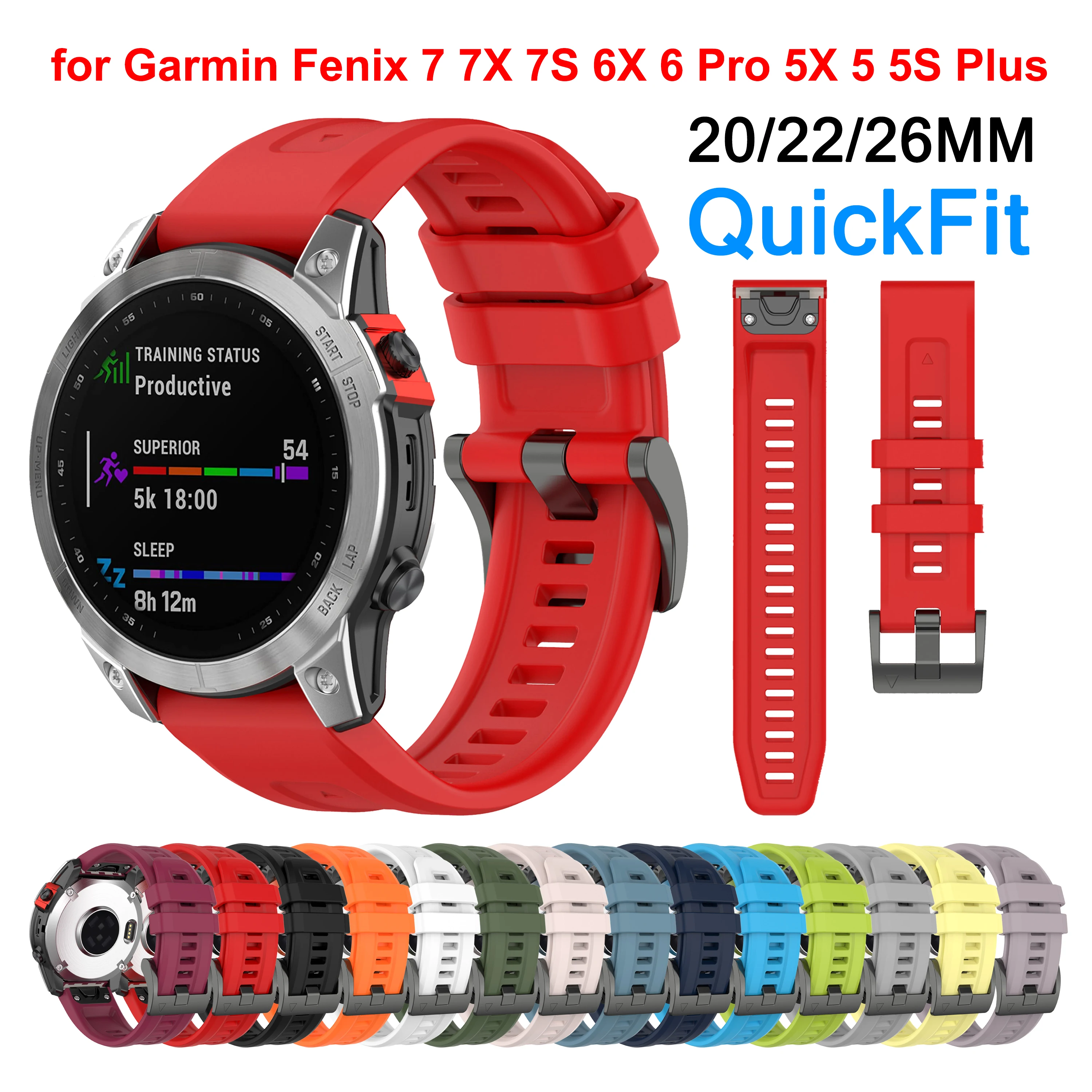 

Ремешок для наручных часов Garmin QuickFit 20 22 26 мм ДЛЯ Fenix 7X 7 7S Fenix 6X Pro 6 5S 5X 5, мягкий силиконовый ремешок для Garmin Instinct 935 945