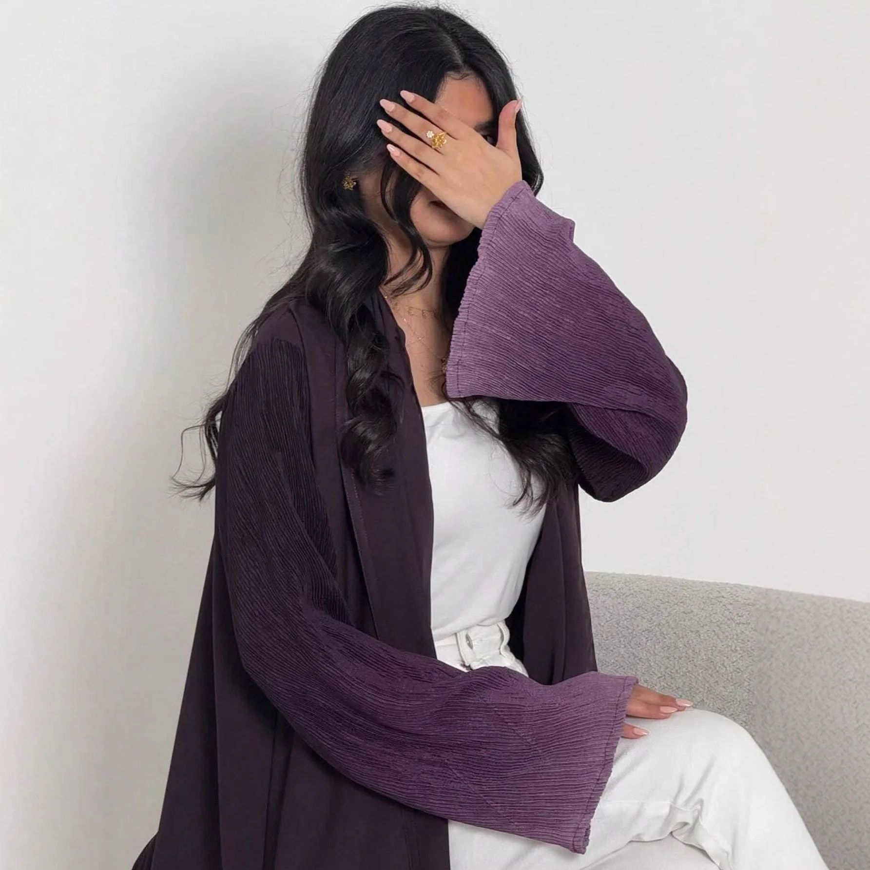 

Ид Winkle Abayas для женщин Мусульманское платье Дубай Открытое кимоно Абая Кардиган Ислам Джалабия Сабея Кафтан Мароккаин Femme Robe Gown