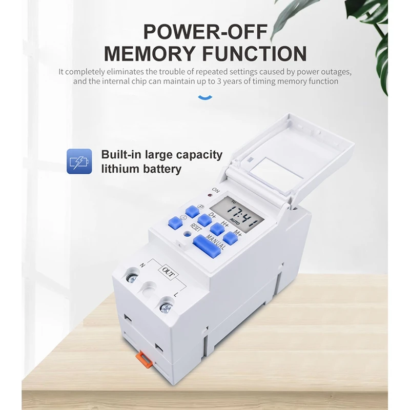 TOMZN Din Rail 2 Wire Weekly 7 Days Programmable Digital TIME SWITCH Relay Timer Control Time Relay AC 220V 30A