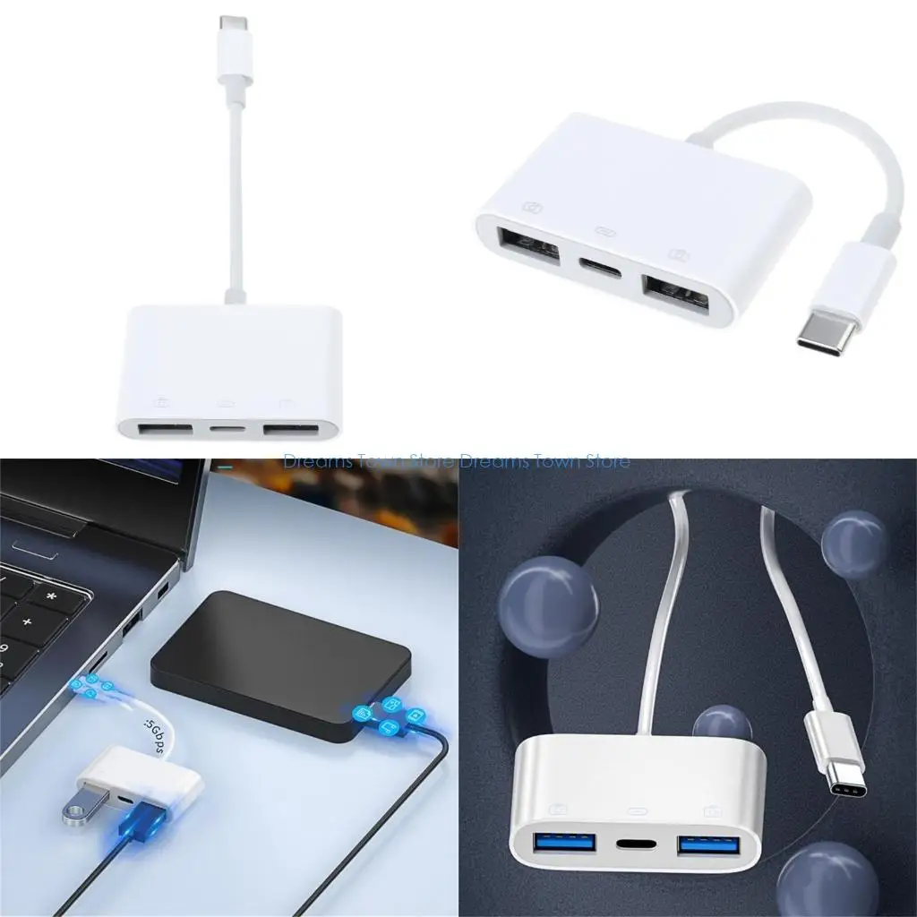HX6A Mini 3 in 1 USB TypeC Hubs Docking Station for Multi port