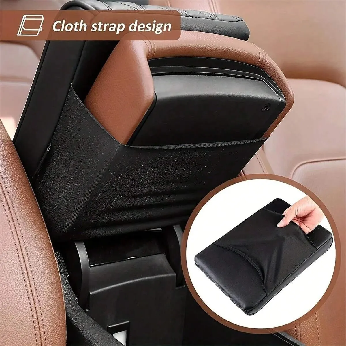 Wave Embroider PU Leather Car Armrest Mat Center Console Arm Rest Protection Cushion Auto Armrests Storage Box Cover Pad image 4