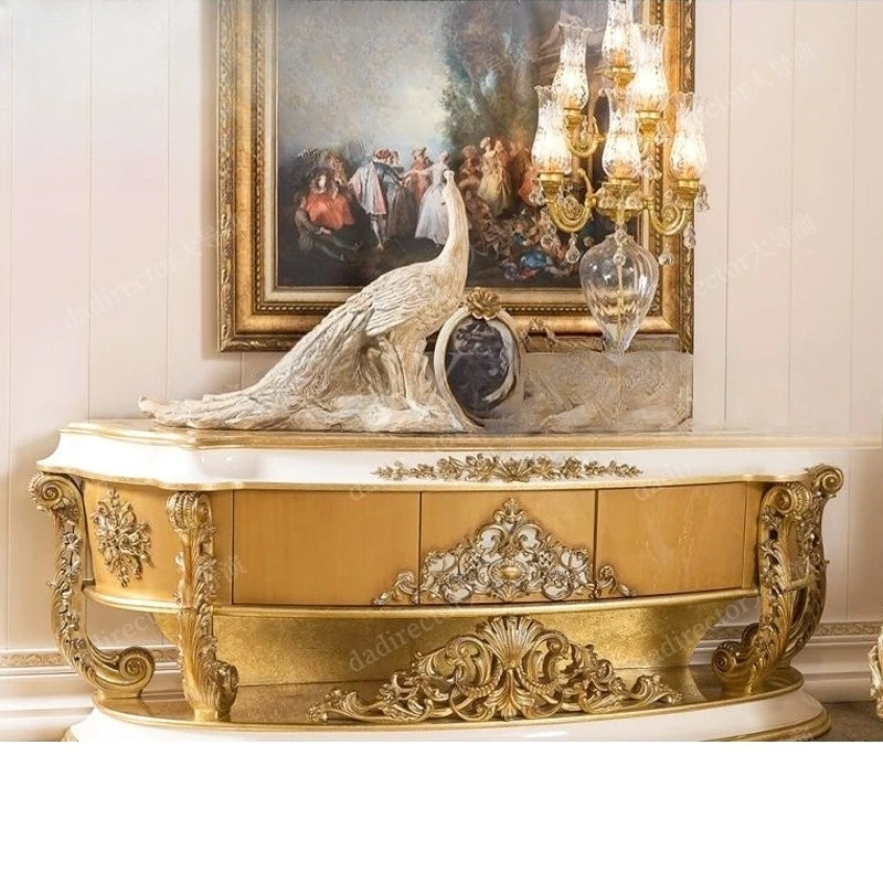 

Solid wood TV cabinet hand-carved video cabinet high-end villa audio-visual cabinet