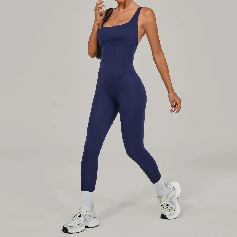 

Новый женский комбинезон для йоги, сексуальный регулируемый плечевой ремень, красивый облегающий комбинезон для танцев, спортзала, бега, пилатеса, фитнеса