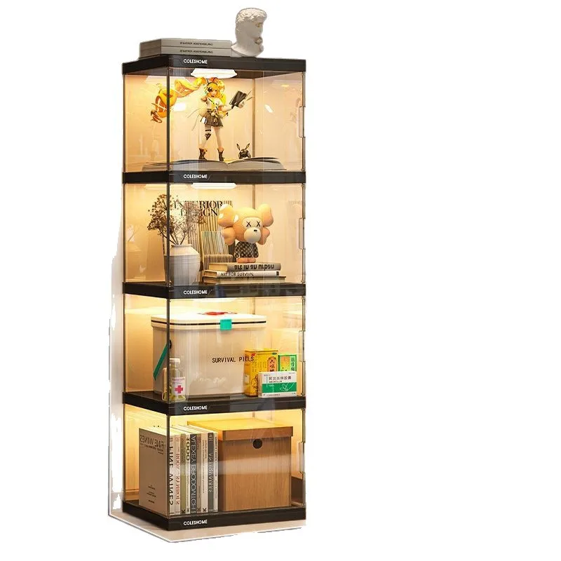 

Bookcase Display Cabinet with Door Dust-proof Bookshelf Storage Grid Transparent Figure Storage Model Floor Display Cabi