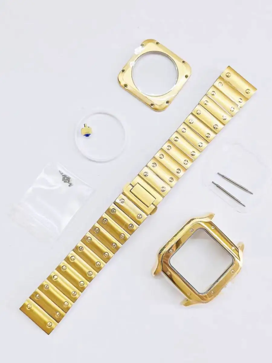 

unique Luxury Square 38mm 316L Stainless Steel Case With Sapphire Glass Butterfly Buckle for NH35/36 Automatic Movements