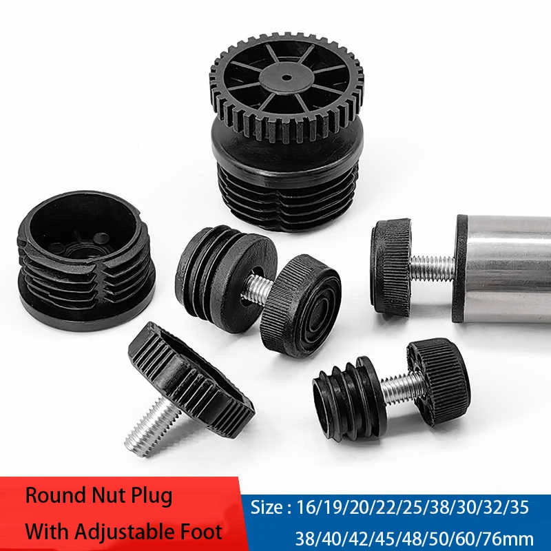 

4Pcs Plastic Adjustable Foot Pad Diameter16/20/22/28/30/40/50/60/76mm Nut Tube Plug Shockproof Protection Foot Pad M6 M8