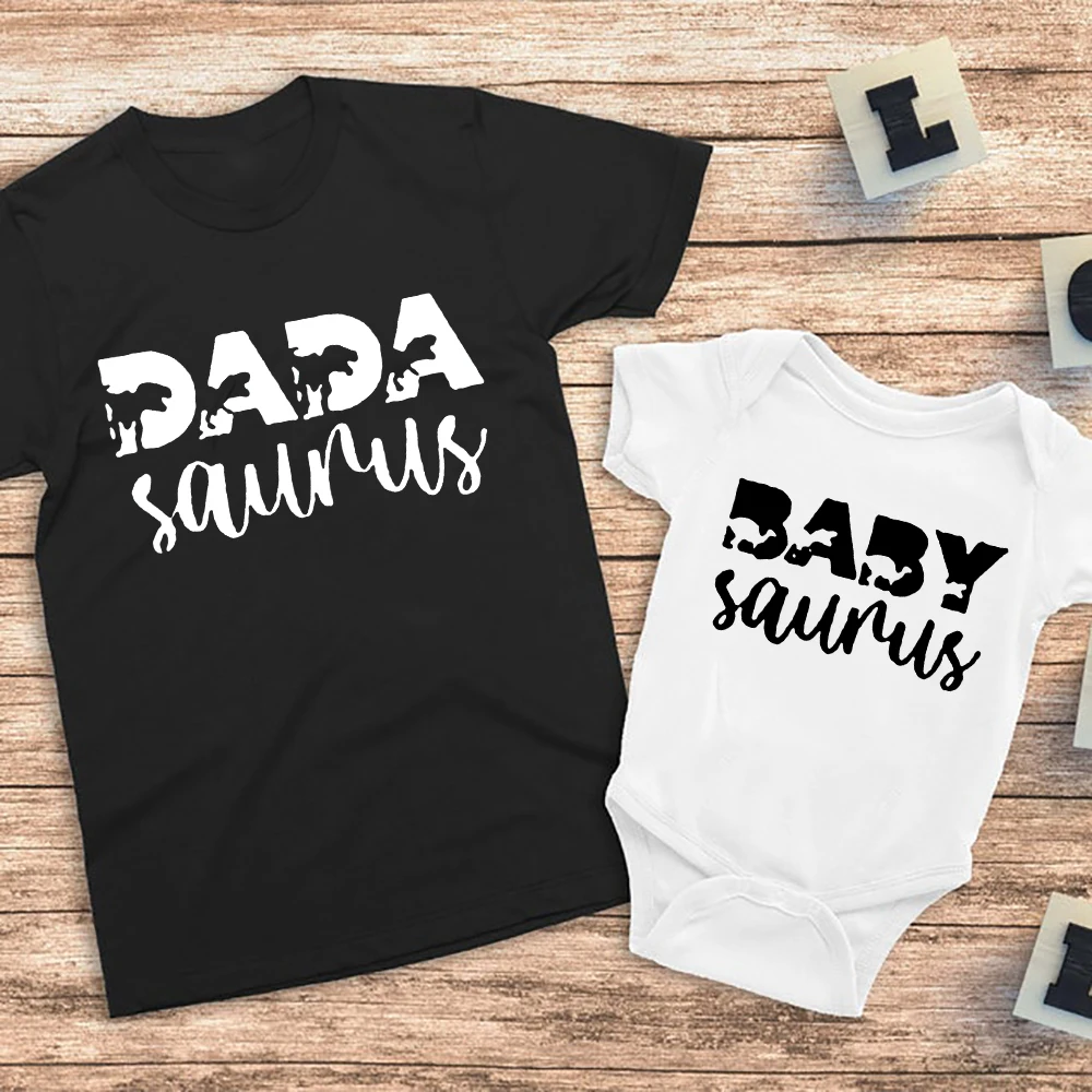 Dinosaur Matching Family T-Shirts Daddy and Baby Saurus Shirts Family Matching Outfits Dad and Kids Tees Baby Bodysuit