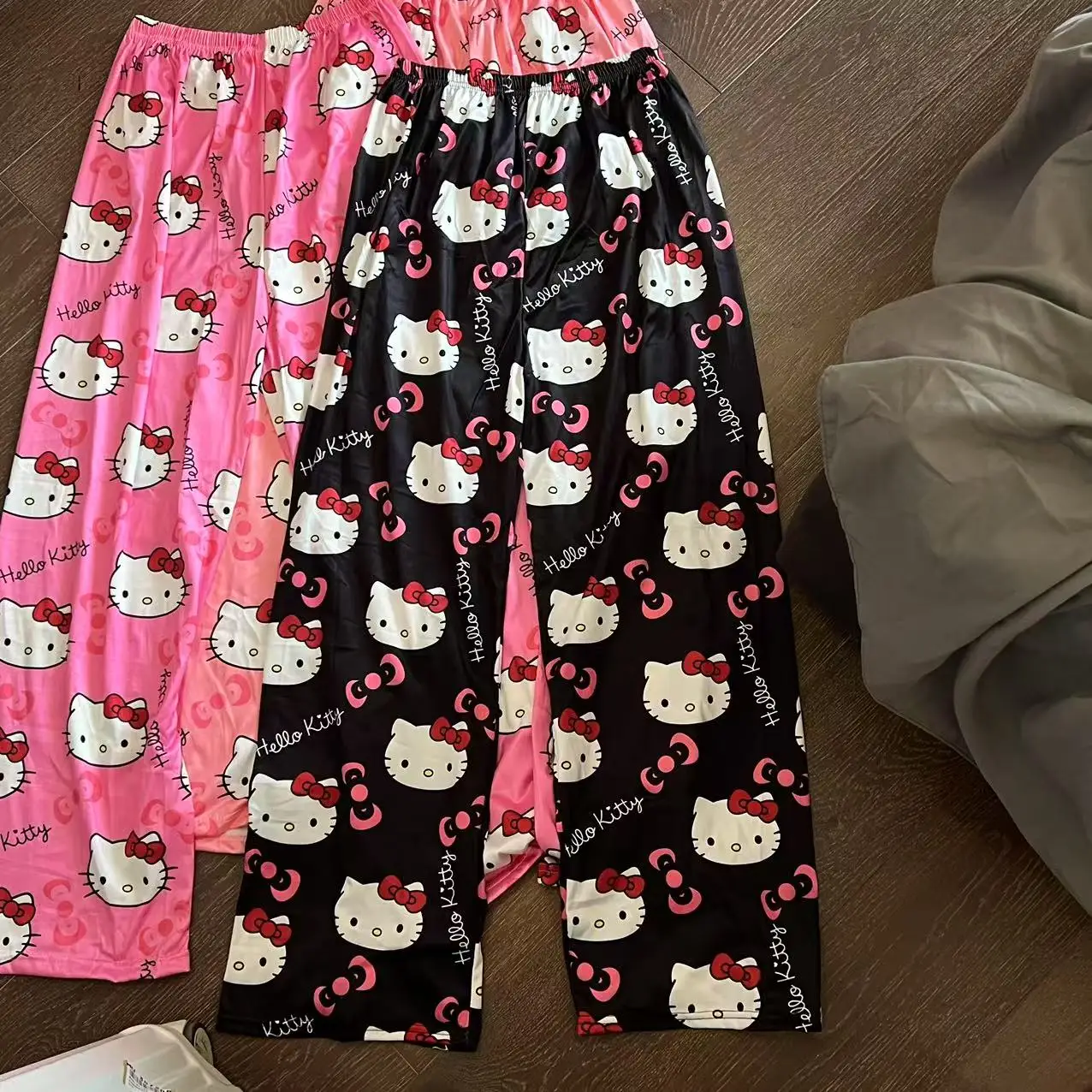 

Fashion Cartoon Hello Kitty 3D Print Sleepwear Womens Men Couple Summer Loose Walking Pants Comfortable Casual Y2k Home Trousers
