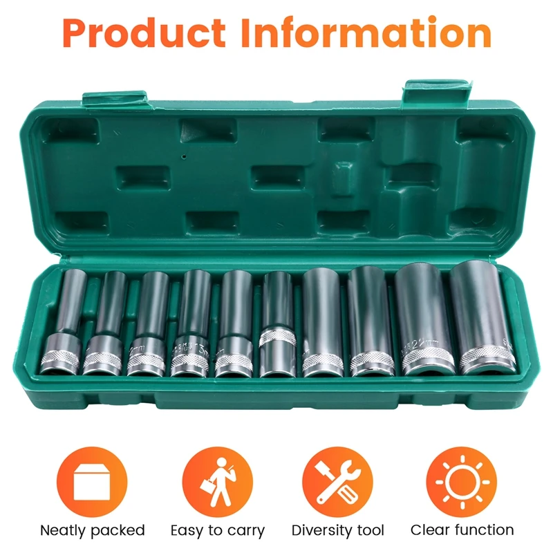 A19F-6-Point Impact Socket Set Impact Socket Set Socket Wrench Tool Outer Hexagonal Sleeve Set Socket Wrench