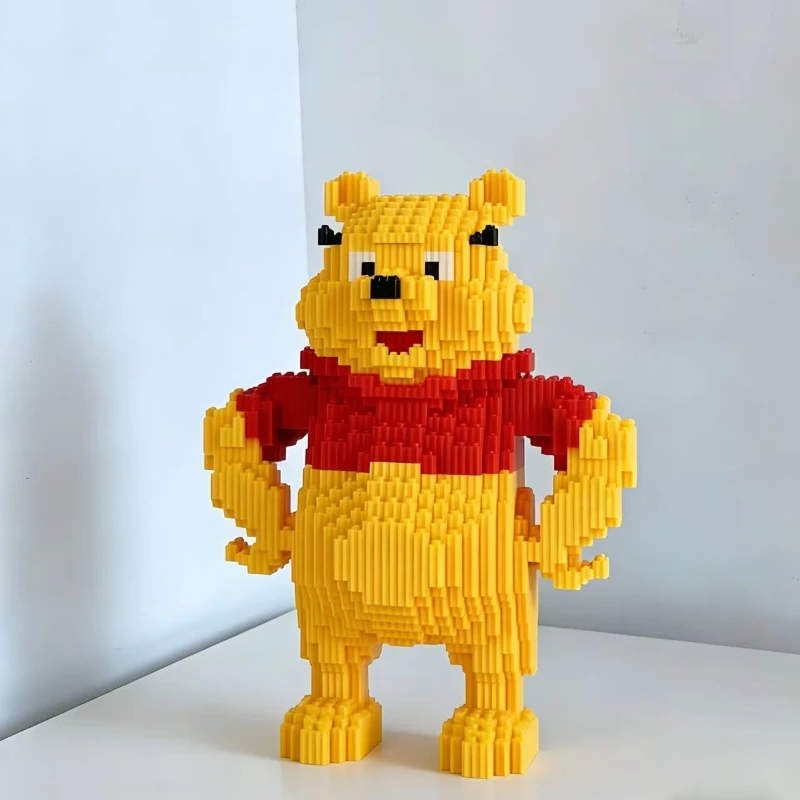 귀여운 위니 푸우 빌딩 블록 장난감 상호 연결된 입자 33cm 높이 모델 피규어 어린이를위한 완벽한 크리스마스 선물