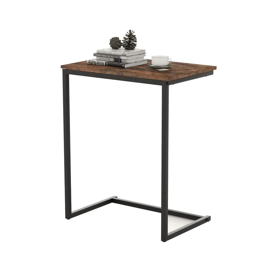 

Приставной столик в форме буквы С, маленький столик для закусок, для дивана, кровати, ноутбука, поднос для ТВ, с металлическим каркасом, для гостиной, спальни