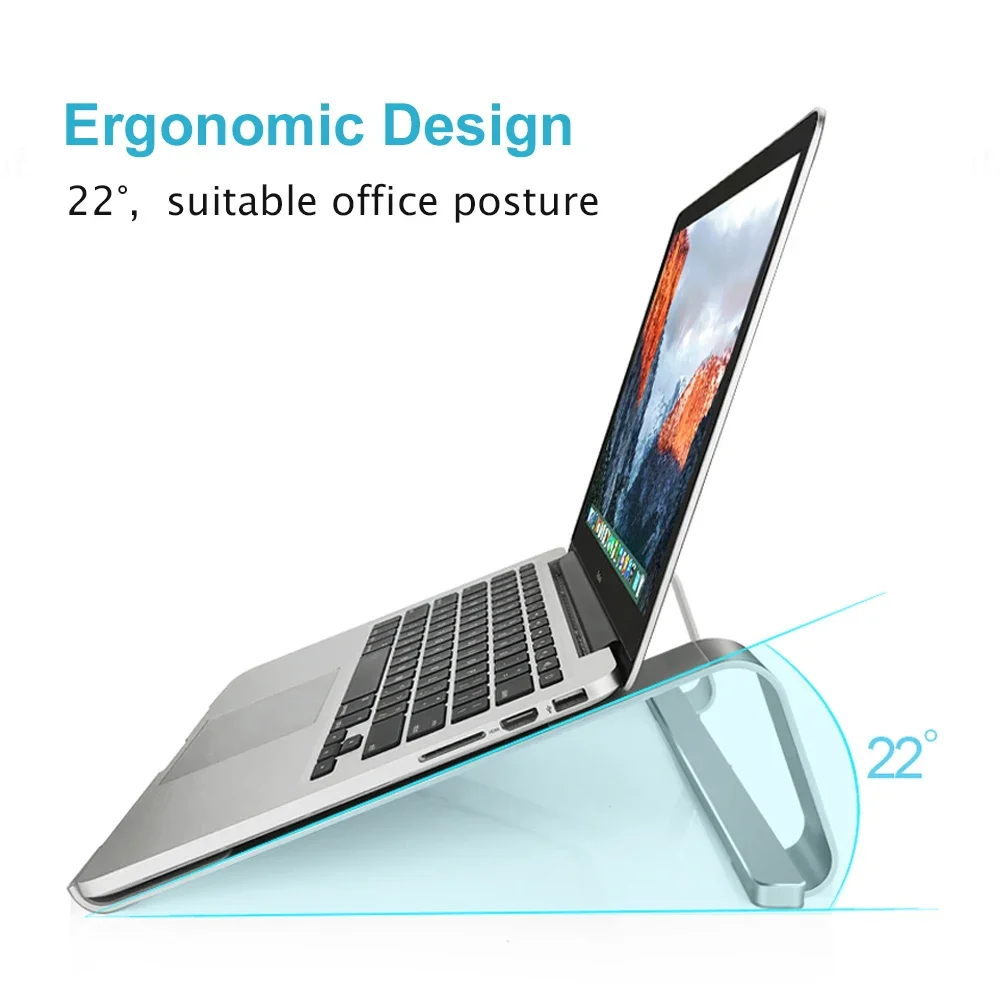 حامل كمبيوتر محمول من سبائك الألومنيوم ، حامل كمبيوتر محمول محمول ، حامل قاعدة لجهاز Macbook ، iPad ، مانع للإنزلاق ، قوس تبريد الكمبيوتر ، 11-17 إنش