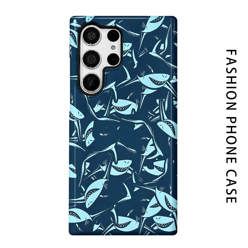 Shark Camo Phone Case for For Samsung Galaxy S26 S25 S24 S23 S20 FE A56 A36 Ultra Glossy HD Hard Cover Film Shell