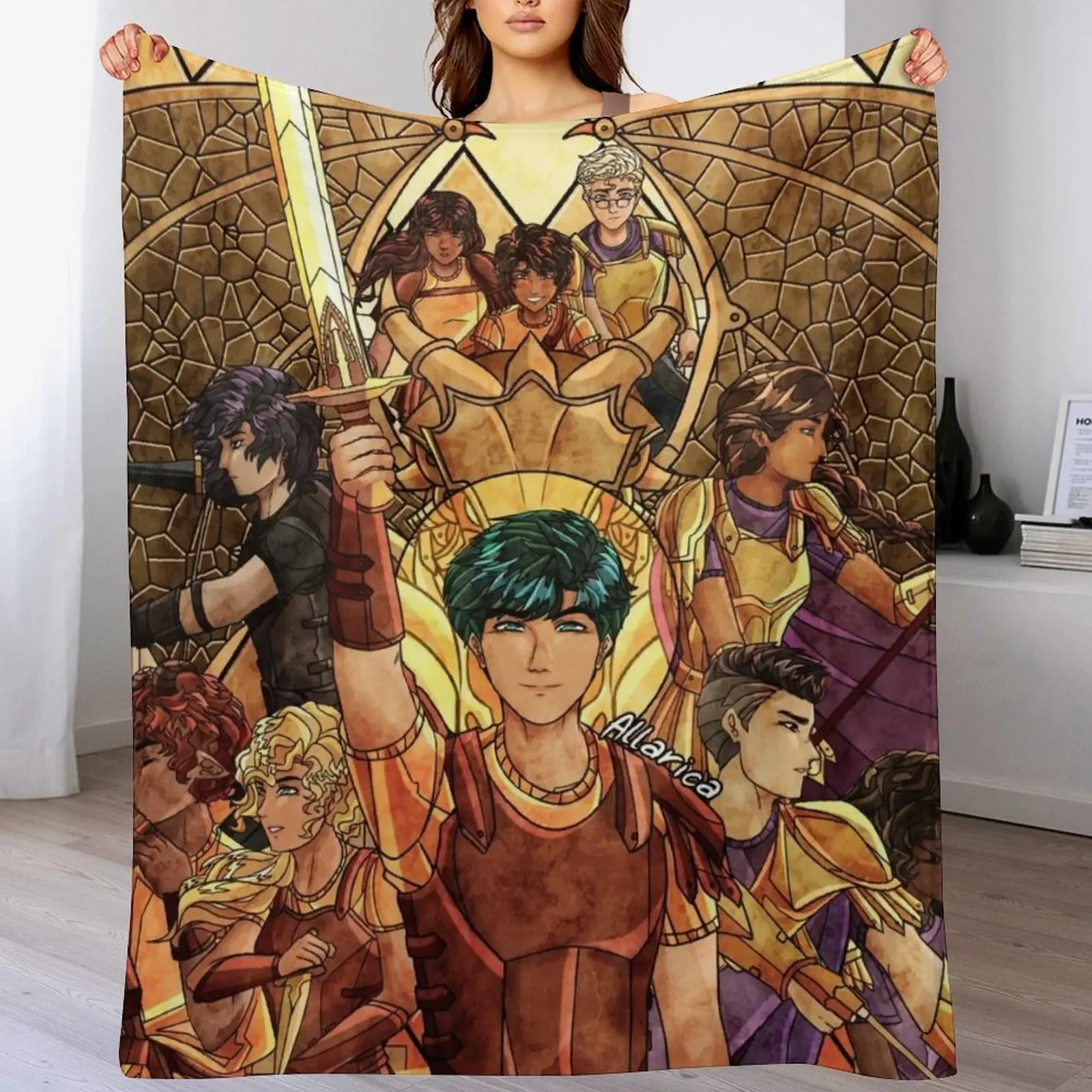 

Percy Jackson Stained Glass Throw Blanket Warm Comfortable Blanket Gift for Parents Friends