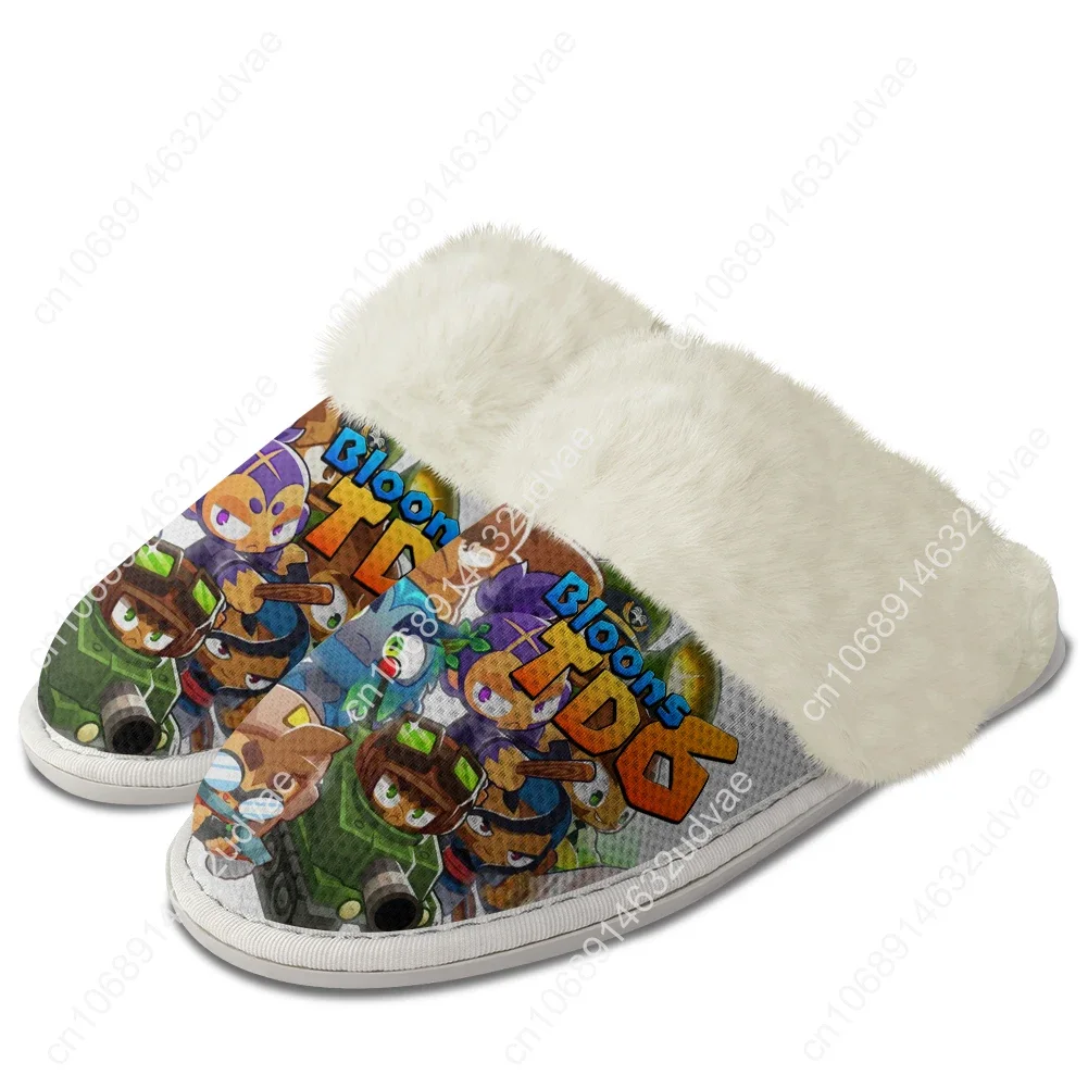 Pantofole in peluche Bloons TD6 per tenere al caldo le scarpe da uomo e da donna per la casa, in cotone, per camera da letto, pantofole termiche leggere personalizzate fai da te