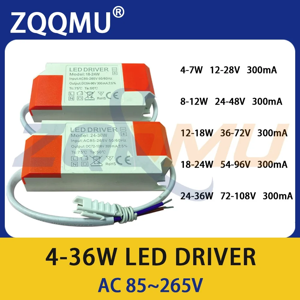 LED Transformer Power Supply 300mA Constant Current Driver for Downlight AC85-265V 1W36W Lighting Transformer BM:894831114013
