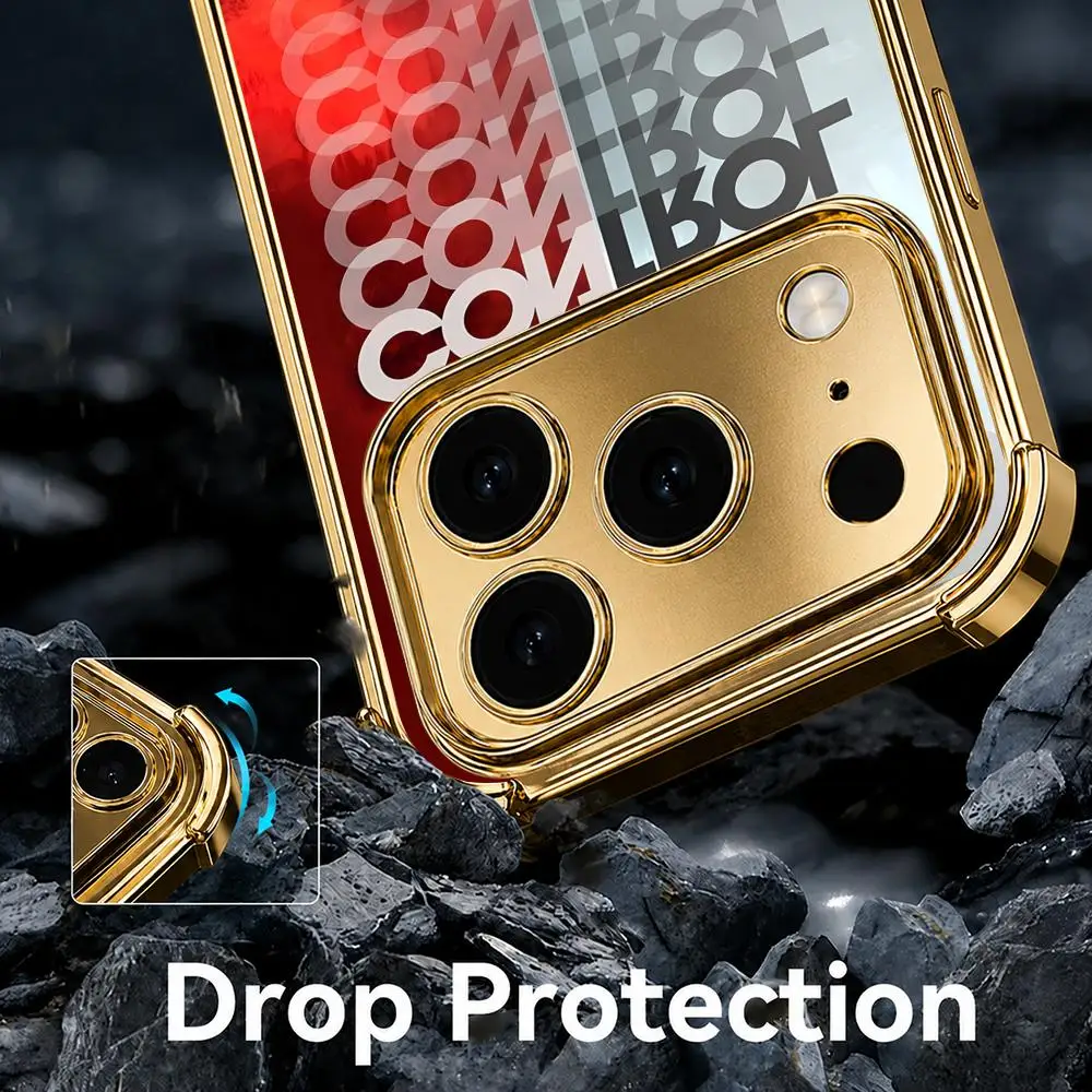 Video Game C-Control Phone Case For IPhone 18 17 16 15 14 13 12 Pro Max Plus Electroplated Metal Frame Airbag Corner Cover