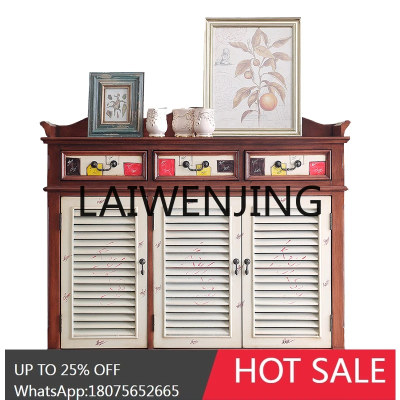 RWJ Country Shutter Multi-Layer Slip Sheet Entrance Cabinet Sideboard Cabinet