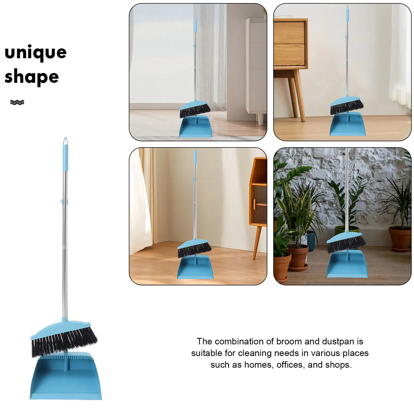 1Set Heavy Duty Broom And Dustpan For For Home Office Worker Versatile Kit Construction Soft Bristles Wide Mouth
