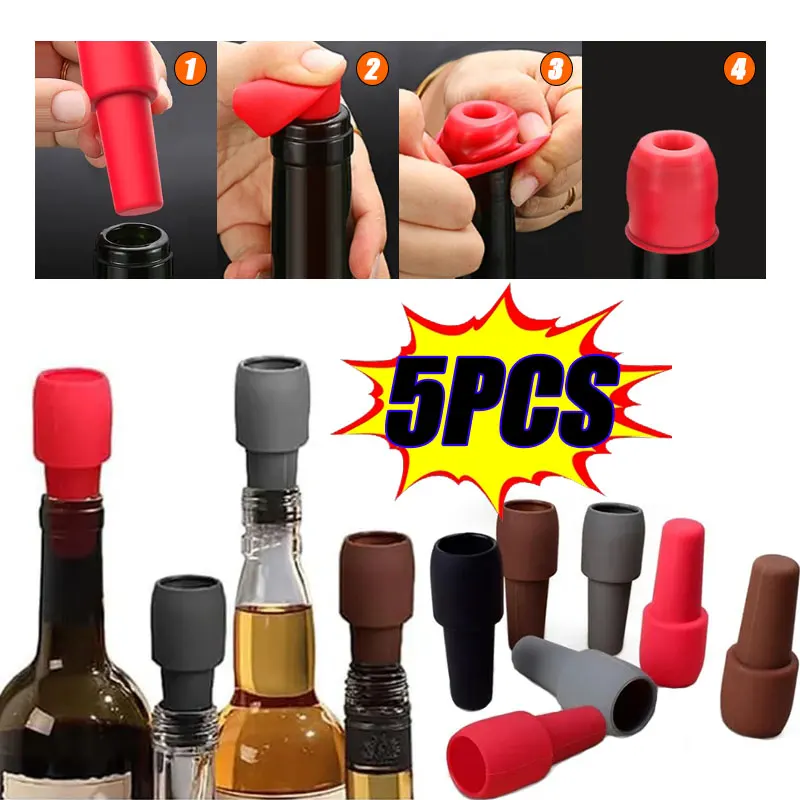 

Silicone Wine Stoppers Beverage Bottle Sealer Reusable Sparkling Wine Bottle Stopper Keeping Wine Champagne Fresh Kitchen Tools