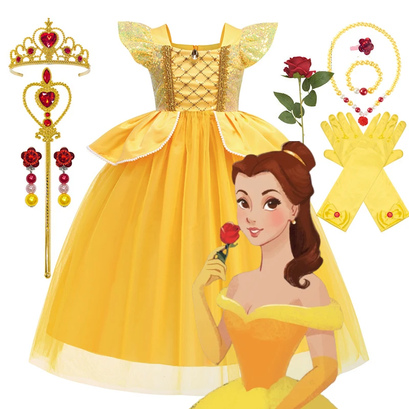 Déguisement de Princesse Jaune Poivre pour Fille, Vêtement Éducatif pour ixd'Anniversaire, Halloween, Carnaval, 2024