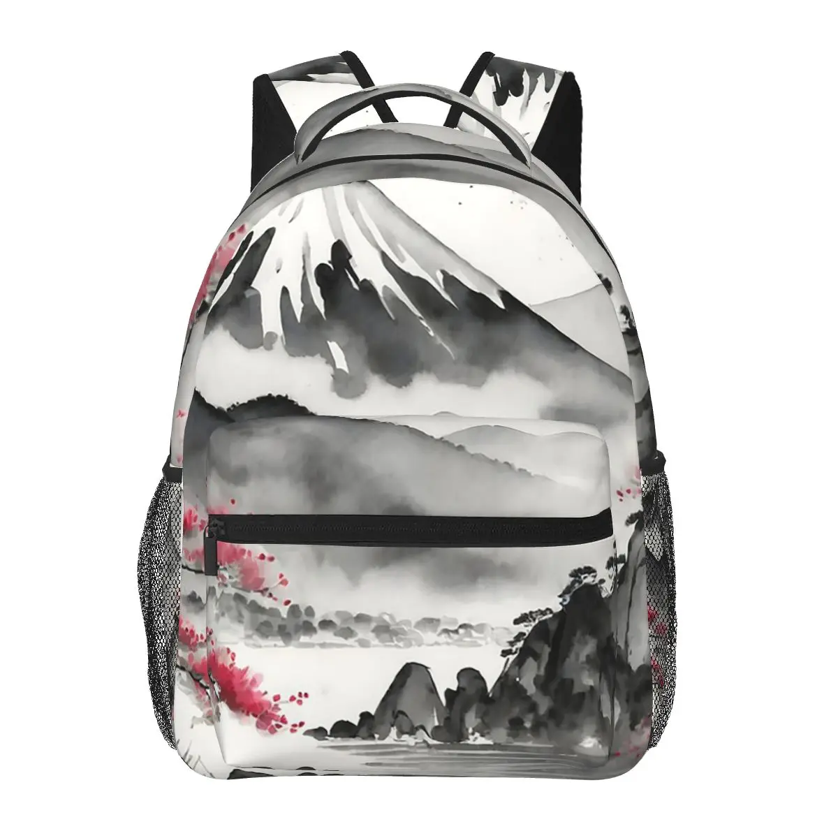 

Mountain Ink Painting And Plum Blossom Student Backpack School Bag Hiking Travel Daypack for Men Women Bookbag Shoulder Bags