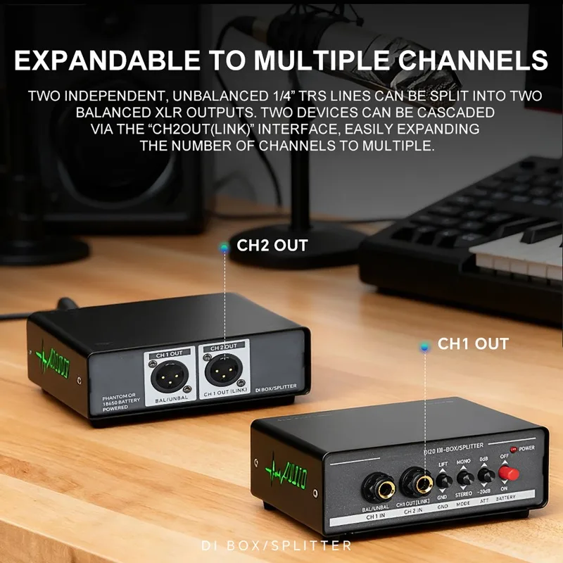 

Профессиональный аудиоконвертер (DI-бокс) с небалансного на балансный выход, низкий уровень шума, для гитары и бас-гитары