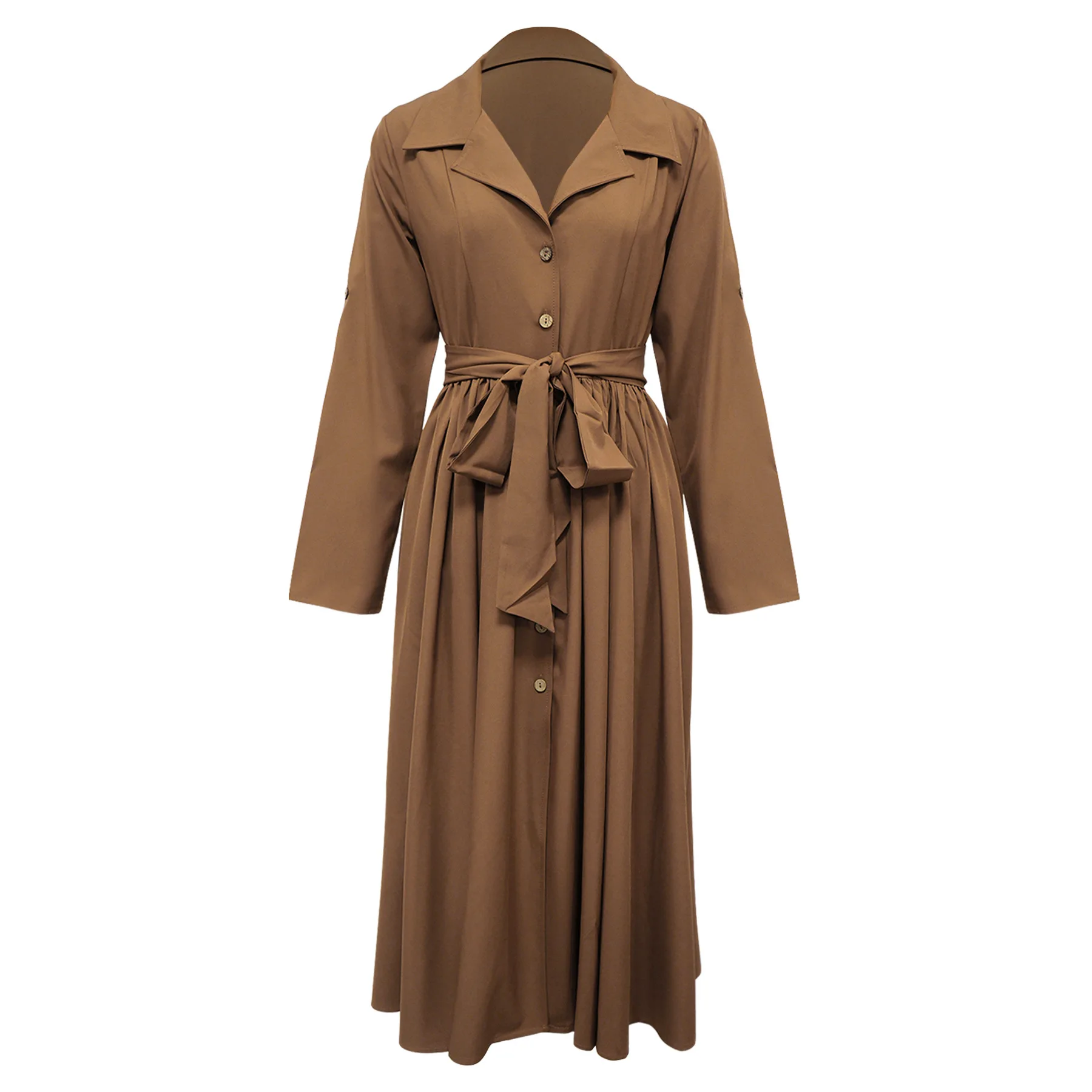 Primavera outono feminino manga longa único botão cinto cintura alta a linha midi vestido elegante escritório senhoras vestido de festa de aniversário