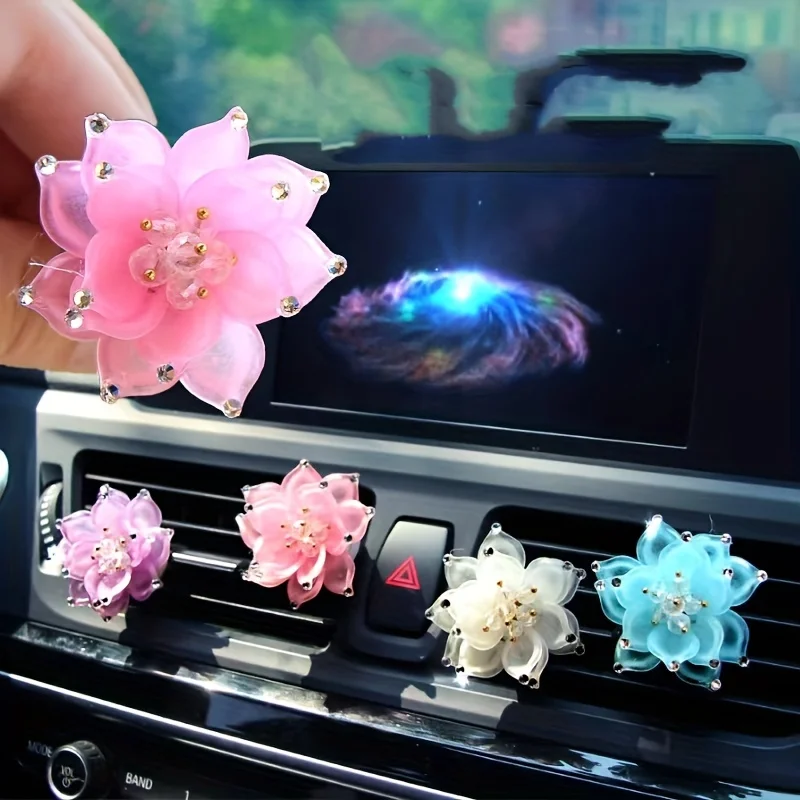 1PC Car mounted fragrance air conditioner air outlet water drill lotus flower car interior fragrance accessories