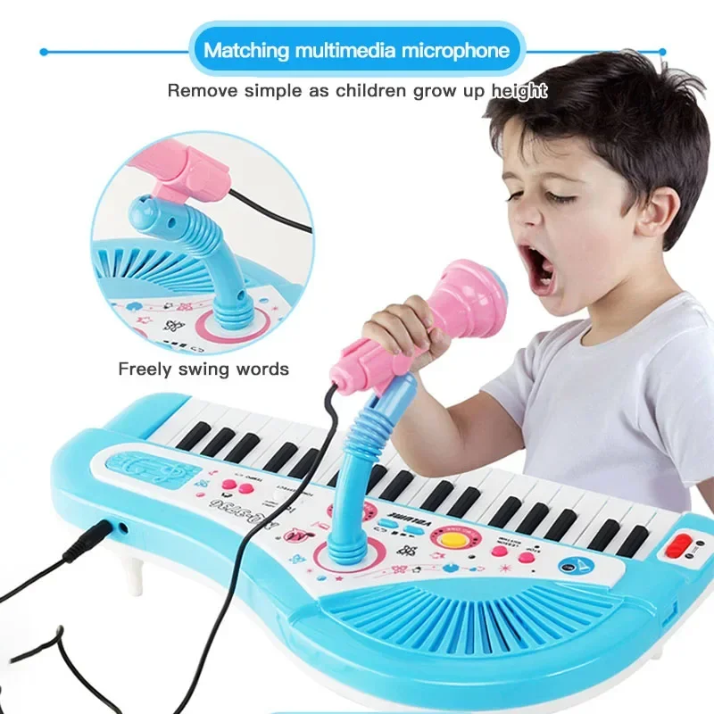 Piano à clavier électronique à 37 touches pour enfants, avec Microphone, instruments de musique, jouets éducatifs, cadeau pour enfants, filles et garçons