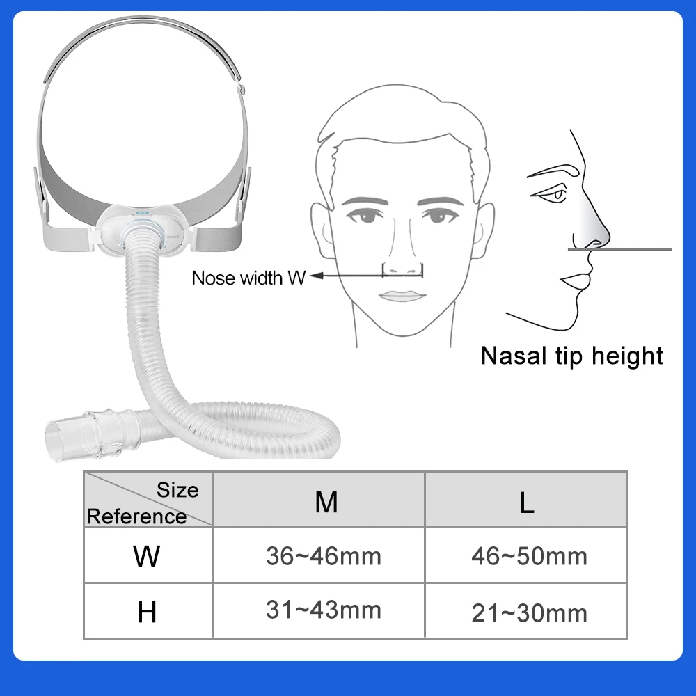 Yuwell YN-06 CPAP Nasal Mask Soft Silicone Cushion Sleep Apnea Mask Quiet Design 22mm Tube Comfortable Headgear Replacement