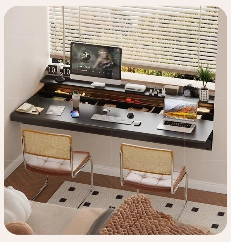 優れたカスタマイズ可能なロングコンピューターデスク、ダブルベッドルームデスク、本棚一体型、昇降可能