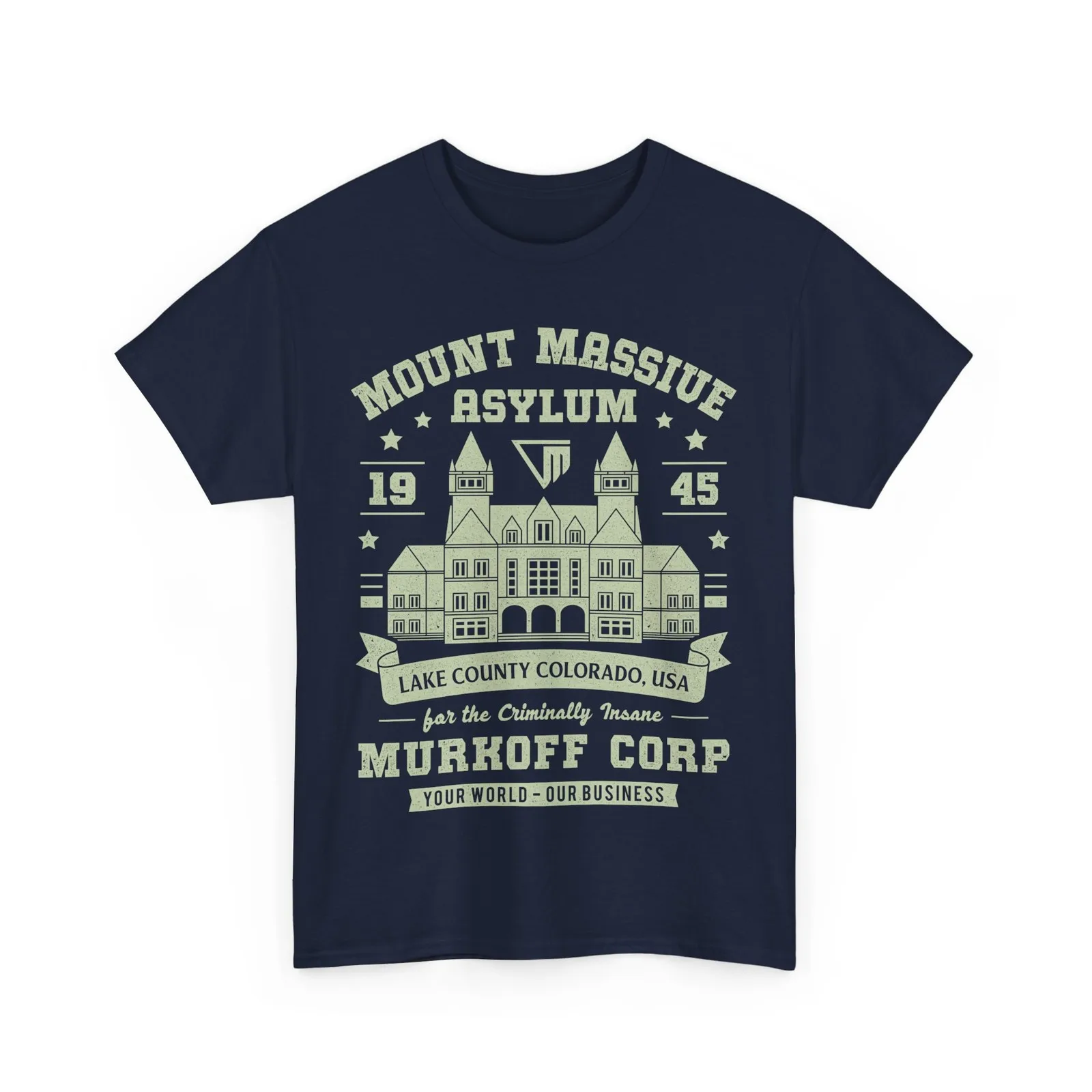 تي شيرت Mount Massive Asylum Vintage للجنسين. لعبة فيديو المحاكمات الخارجية.