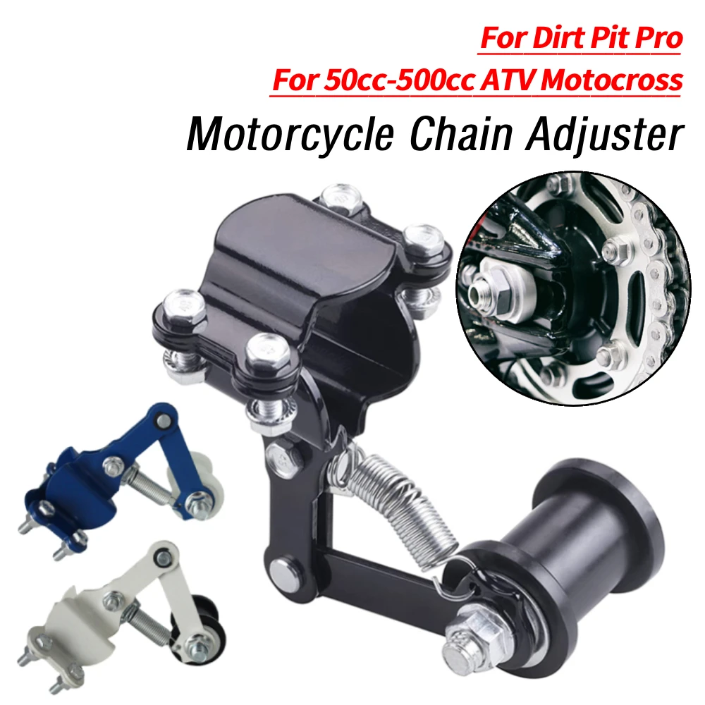 Universal Motorcycle Chain Adjuster with Guide Wheels Pulley Chain Tensioner Adjuster Roller Tools for 50cc-500cc ATV Motocross