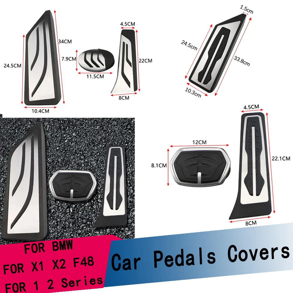 LHD Stainless Steel Car Pedal Cover for BMW X1 X2 F48 F39 F45 F46 F40 1 2 Series MPV 220i Accelerator Brake Pedals Pads Parts